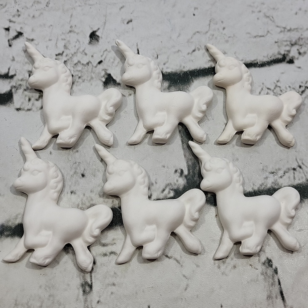 Unicorn Bisque Figures Ceramic 3D Lot Of 6 Ready To Paint Fantasy Crafts